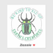 Sticker Soyez gentil à toutes les créatures Aquarelle Beet (Feuille)