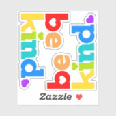 Sticker Soyez gentil arc-en-ciel slogan graphique coeur x2 (Feuille)