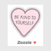 Sticker Soyez gentil avec vous-même collier de coeur rose (Feuille)