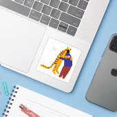 Sticker Soyez mon tigre (Ordinateur portable avec iPhone)