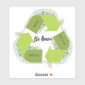 Sticker Soyez Vert, Réduire, Réutiliser, Recycler (Feuille)