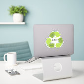 Sticker Soyez Vert, Réduire, Réutiliser, Recycler (Ordinateur portable sur le bureau)