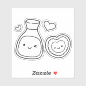 Sticker soymat, soja et sushi couples (Feuille)
