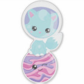 Sticker Space Cat, Cute Cat, Astronaut, Cosmonaute, Planèt (Devant)