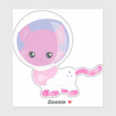 Sticker Space Cat, Cute Cat, Cosmonaute, astronaute, espac (Feuille)