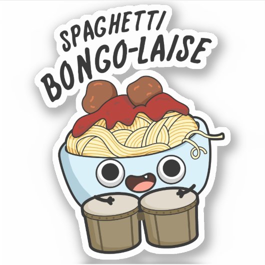 Sticker Spaghetti Bongolaise Funky Food Pun (Devant)