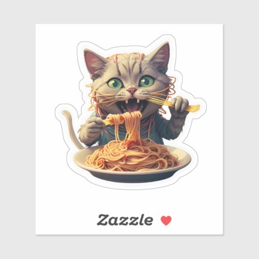 Sticker Spaghetti mangeur de chats (Feuille)