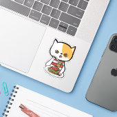 Sticker Spaghetti mangeur de chats (Ordinateur portable avec iPhone)