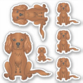 Sticker Spaniel Cavalier King Charles Ruby assis (Devant)