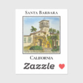 Sticker Spanish Colonial Tower, Clock Tower, Santa Barbara (Feuille)