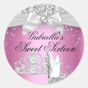 Sticker Sparkle Tiara & Heels Pink Sweet 16