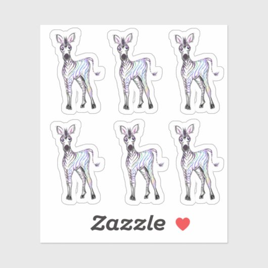 Sticker Sparkling magique arc-en-ciel zèbre (Feuille)