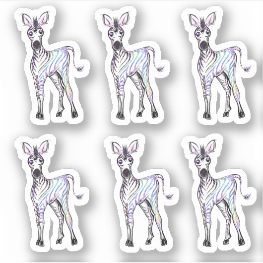 Sticker Sparkling magique arc-en-ciel zèbre (Devant)