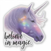 Sticker Sparkly Unicorn Rainbow Parties scintillant croire (Devant)