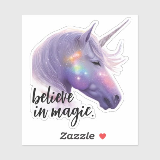 Sticker Sparkly Unicorn Rainbow Parties scintillant croire (Feuille)