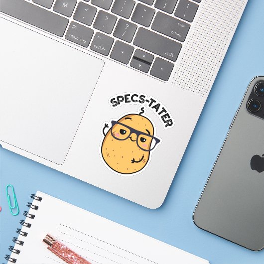 Sticker Specs-tato Funny Potato Spectacle Pun (Ordinateur portable avec iPhone)