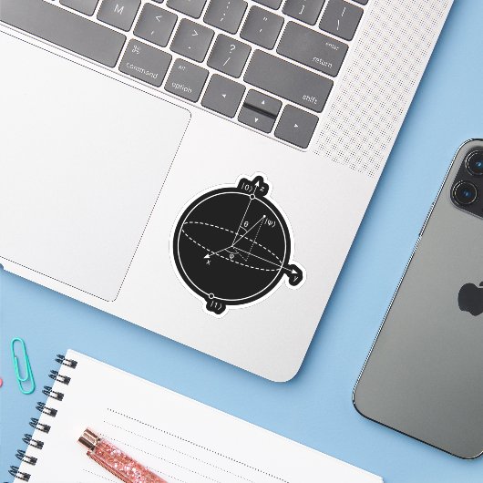 Sticker Sphère Bloch | Physique / Maths Quantum Bit (Ordinateur portable avec iPhone)