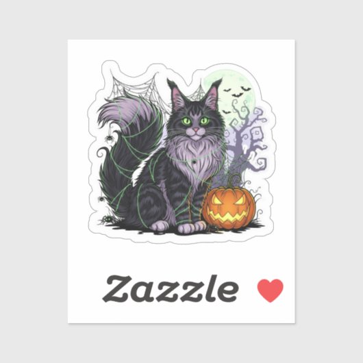 Sticker Spiderweb Coon - Maine Coon Halloween (Feuille)