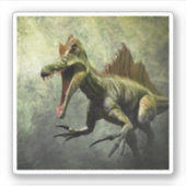 Sticker Spinosaurus dinosaure dans une forêt primitive (Devant)