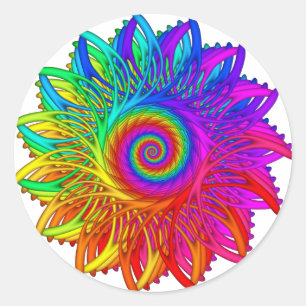 Sticker spiral arc-en-ciel psychédélique