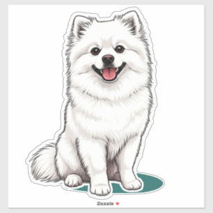 Sticker Spitz japonais blanc