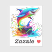 Sticker Splash de requin coloré (Feuille)