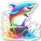 Sticker Splash de requin coloré (Recto)