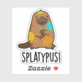 Sticker Splatypus drôle Animal Platypus Pun (Feuille)