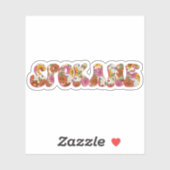 Sticker Spokane WA Bright rose Boho Hippie Florale Ville (Feuille)