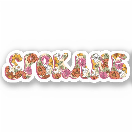 Sticker Spokane WA Bright rose Boho Hippie Florale Ville (Devant)