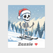 Sticker Spooky Christmas Skeleton on Skis (Feuille)