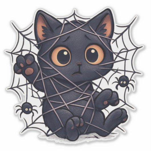 Sticker Spooky Kitten Web Halloween (Devant)