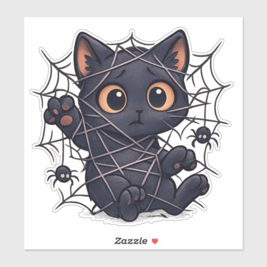 Sticker Spooky Kitten Web Halloween (Feuille)
