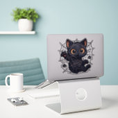 Sticker Spooky Kitten Web Halloween (Ordinateur portable sur le bureau)