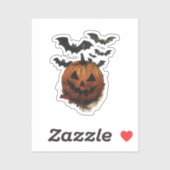 Sticker Spooky Pumpkin & Bats Halloween Art (Feuille)