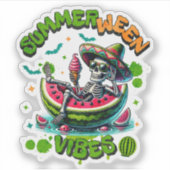 Sticker Spooky Summerween Skeleton Watermelon Float Funny (Devant)