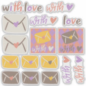 Sticker Spring With Love Envelopes and Hearts (Devant)