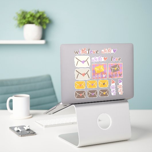 Sticker Spring With Love Envelopes and Hearts (Ordinateur portable sur le bureau)