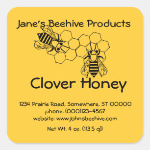 Sticker (sq) - Honey Business (abeille sur peigne)