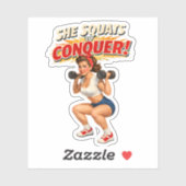 Sticker Squats To Conquer -Funny Retro Fitness Pin-Up- Gym (Feuille)