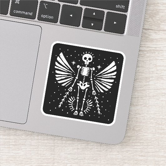 Sticker Squelette ange Noël gothique (Détail)