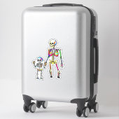 Sticker Squelette arc-en-ciel Famille isolée Halloween (Sur valise)