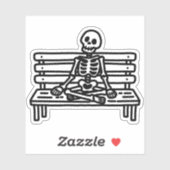Sticker Squelette assis sur le banc (Feuille)