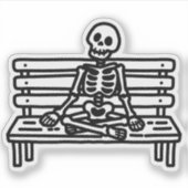 Sticker Squelette assis sur le banc (Devant)