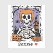 Sticker Squelette citrouille Boire Café (Feuille)