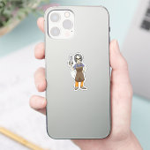 Sticker Squelette comme coiffeur avec ciseaux (Téléphone)