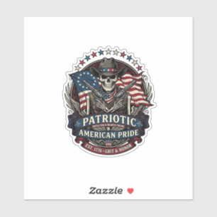 Sticker Squelette Cowboy Patriotique Squelette de Patriot