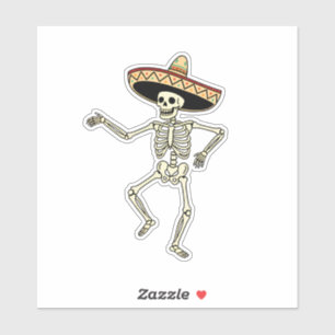 Sticker Squelette Dansant Maxican Avec Sombrero