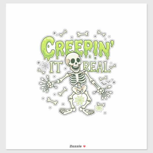 Sticker Squelette de véritable araignée d'Halloween de cré (Feuille)