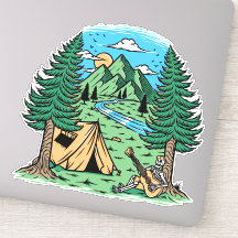 Squelette Drôle de Camping Jouant de la Guitare